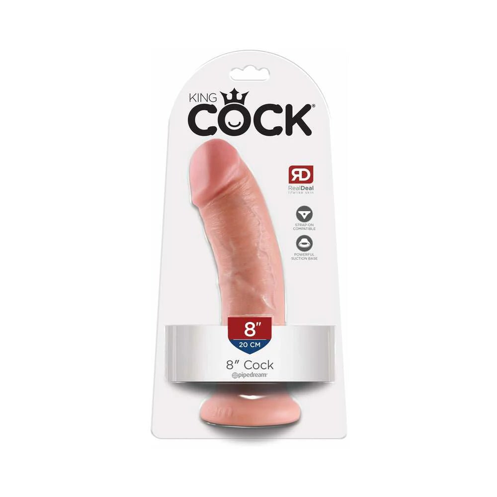 King Cock 8 in. Cock Realistic Dildo With Suction Cup Beige - TruLuv Novelties