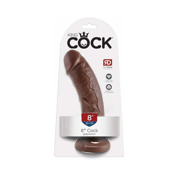 King Cock 8 in. Cock Realistic Dildo With Suction Cup Brown - TruLuv Novelties