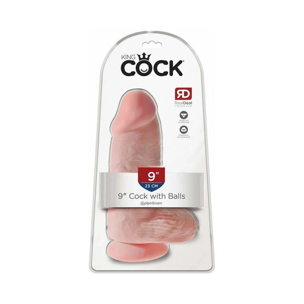 King Cock Chubby 9 in. Cock With Balls Realistic Suction Cup Dildo Beige - TruLuv Novelties
