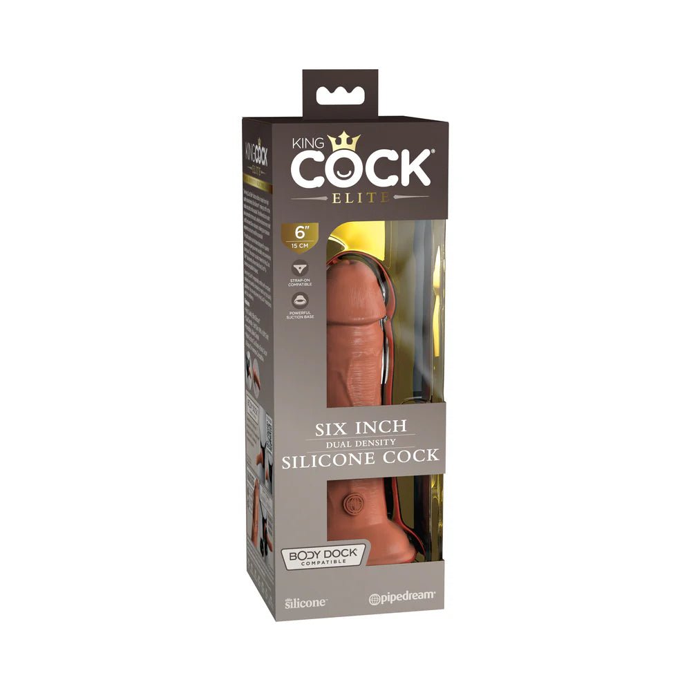 King Cock Elite 7 in. Dual Density Silicone Cock Realistic Dildo With Suction Cup Tan - TruLuv Novelties