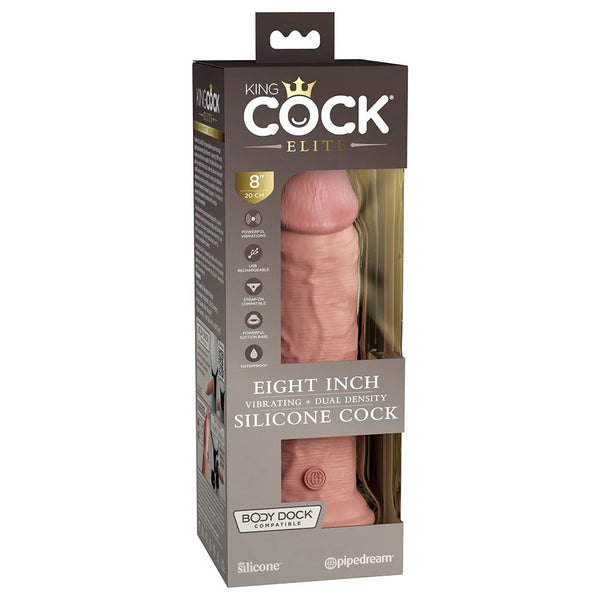 King Cock Elite 8 in. Vibrating Realistic Dildo With Suction Cup Beige - TruLuv Novelties