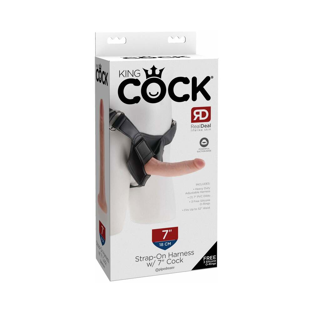 King Cock Strap-On Harness With 7 in. Cock Beige