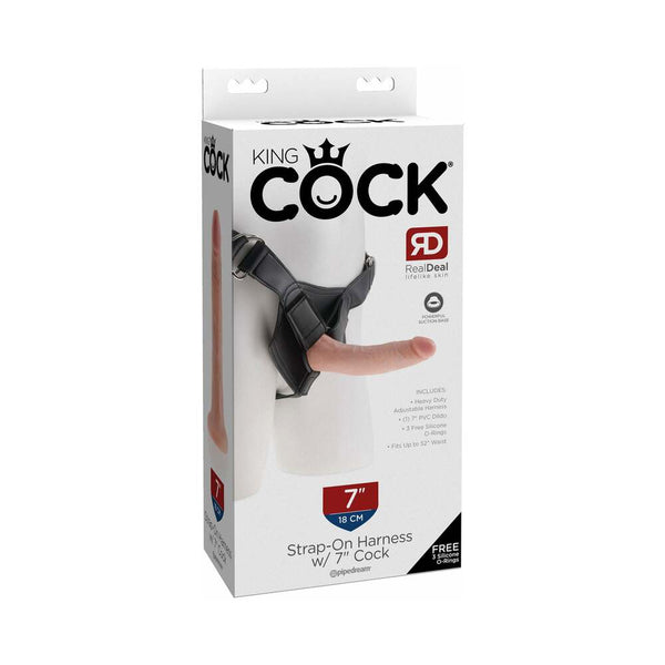 King Cock Strap - On Harness With 7 in. Cock Beige - TruLuv Novelties