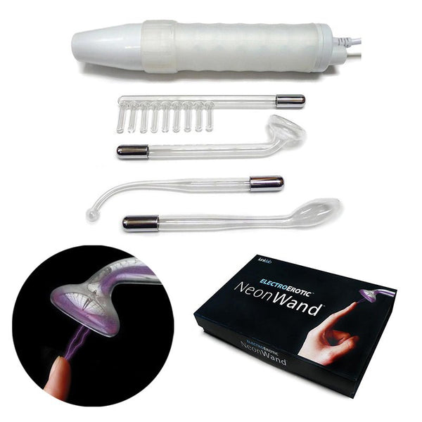 KinkLab Neon Wand Electrosex Kit ( White handle/Purple Elec) - TruLuv Novelties