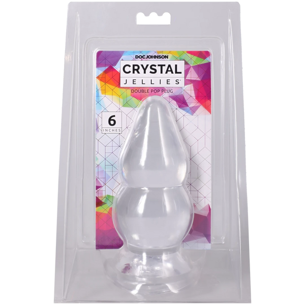 Crystal Jellies - Double Pop Plug - 6 Inch Clear