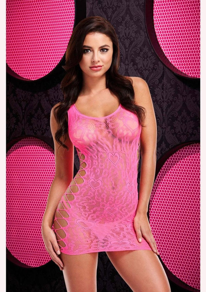 Leopard Lace Mini Dress - One Size - Pink - TruLuv Novelties