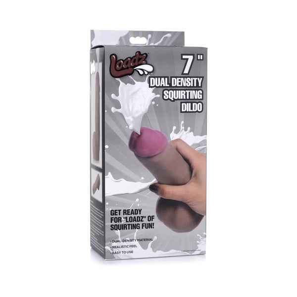 Loadz 7 in. Dual Density Squirting Dildo Dark - TruLuv Novelties