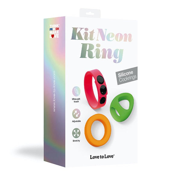 Love to Love Kit Neon Ring Silicone Cockring Set - TruLuv Novelties