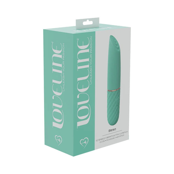 LoveLine Beso 10 Speed Vibrating Mini - Lipstick Silicone Rechargeable Waterproof Green - TruLuv Novelties