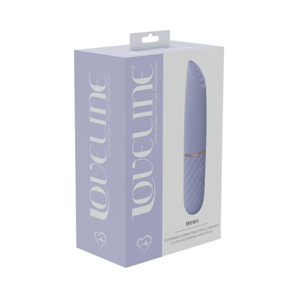 LoveLine Beso 10 Speed Vibrating Mini-Lipstick Silicone Rechargeable Waterproof Lavender - TruLuv Novelties