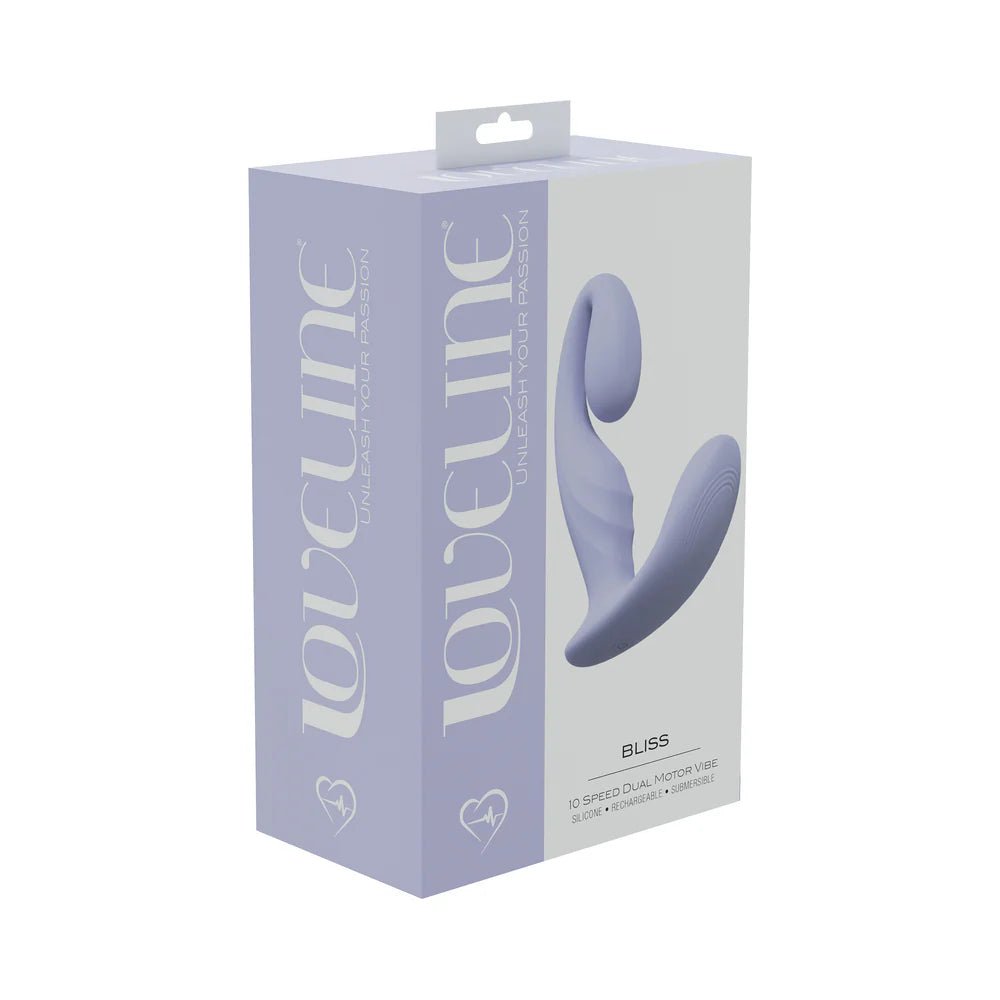 LoveLine Bliss 10 Speed Dual Motor Vibe Sealed Silicone Rechargeable Submersible Lavender - TruLuv Novelties