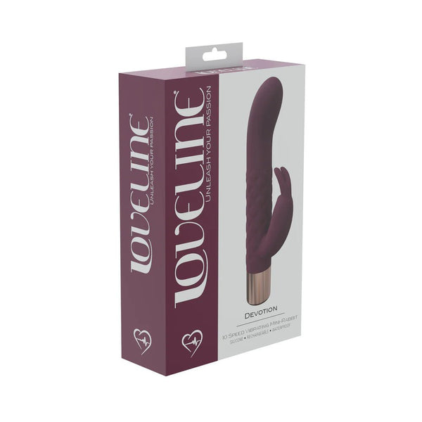 LoveLine Devotion 10 Speed Mini - Rabbit Silicone Rechargeable Waterproof Burgundy - TruLuv Novelties