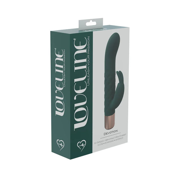 LoveLine Devotion 10 Speed Mini - Rabbit Silicone Rechargeable Waterproof Forest Green - TruLuv Novelties