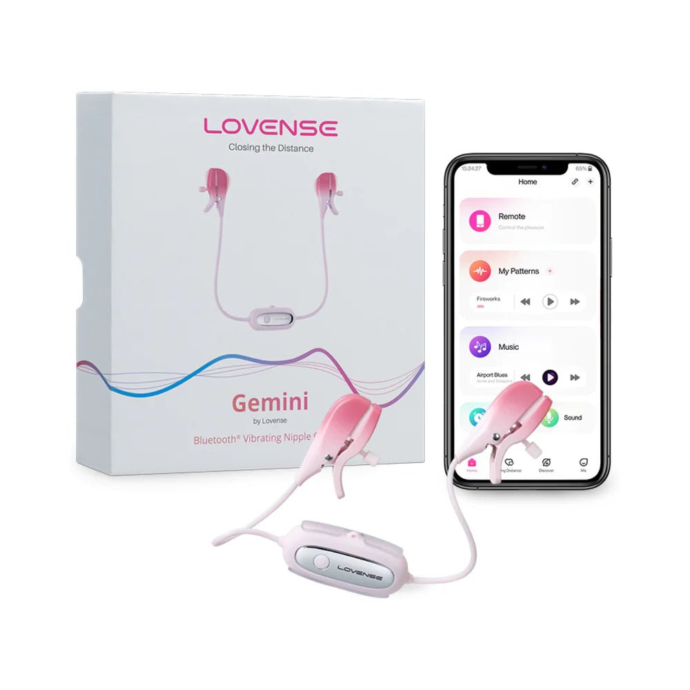 Lovense Gemini Bluetooth Rechargeable Vibrating Nipple Clamps - TruLuv Novelties