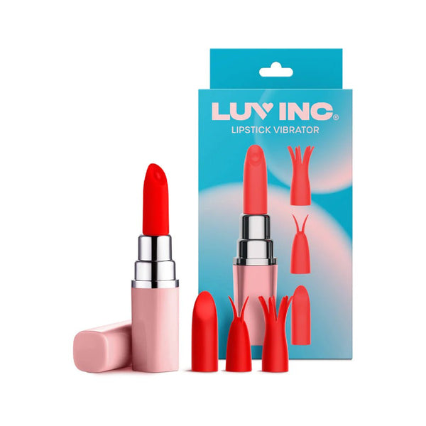 Luv Inc Lv57 Lipstick Vibrator Rechargeable Silicone Discreet Bullet with 3 Attachments Light Pink - TruLuv Novelties