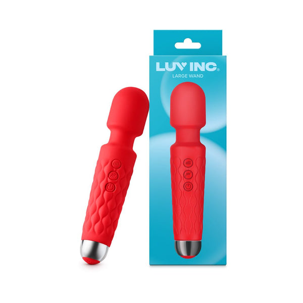 Luv Inc Lw96 Large Wand Rechargeable Flexible Silicone Vibrator Red - TruLuv Novelties