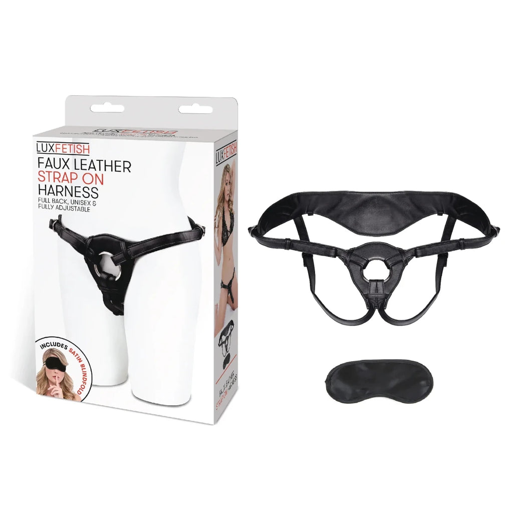 Lux Fetish Patent Leather Strap - On Harness Black - TruLuv Novelties