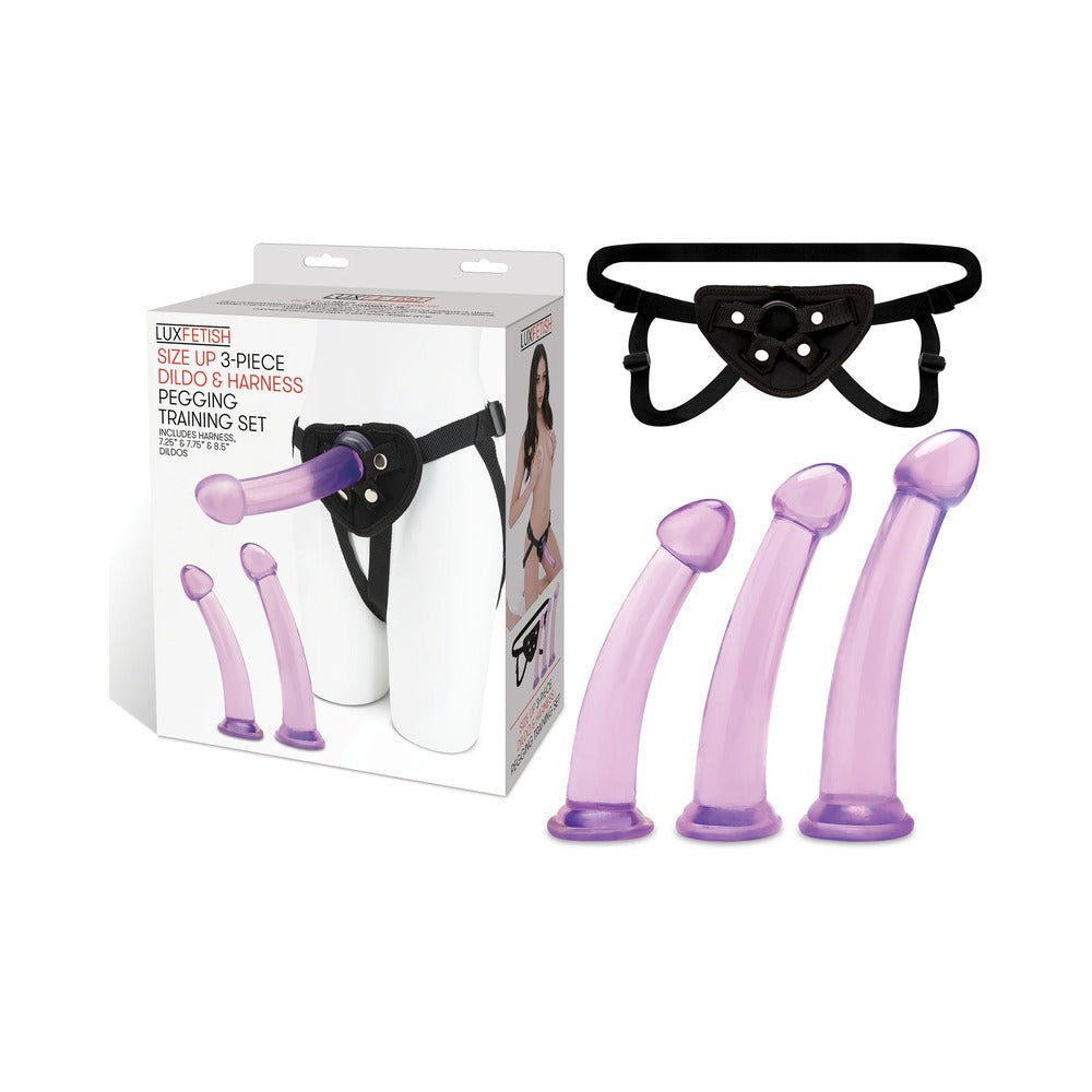 Lux Fetish Size Up 3-Piece Dildo & Harness Pegging Training Set - TruLuv Novelties