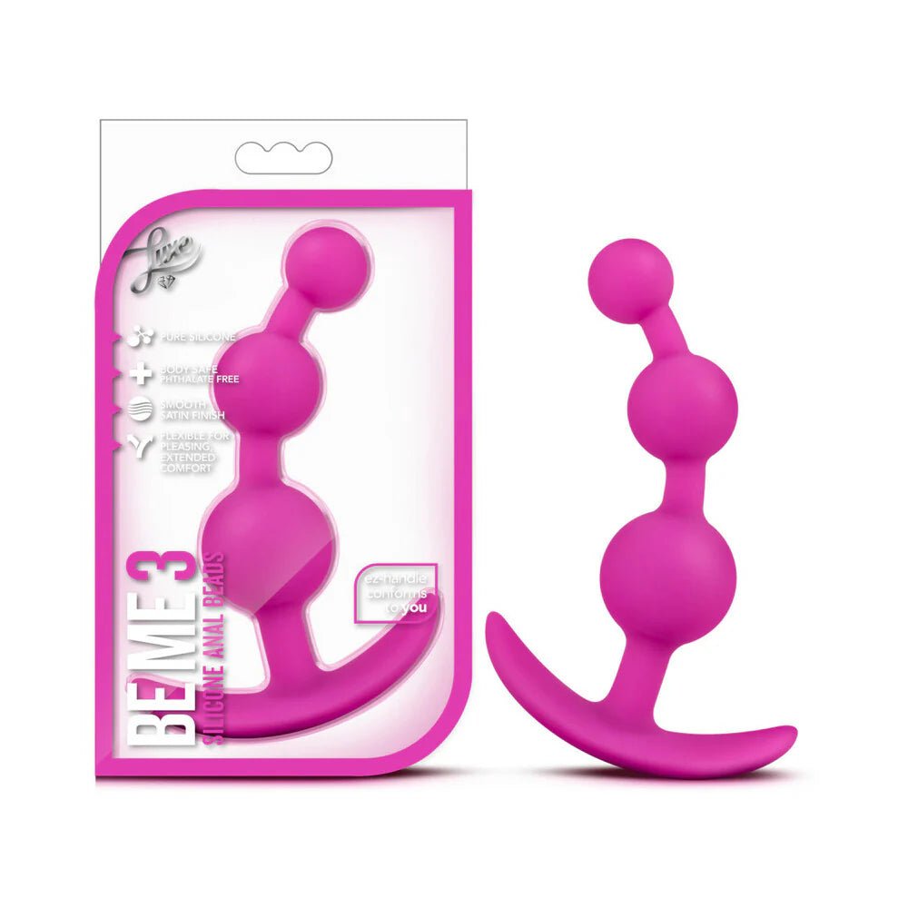 Luxe Be Me 3 Silicone Anal Beads Plug Pink - TruLuv Novelties