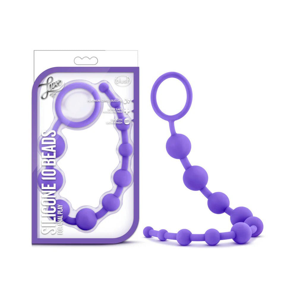 Luxe Silicone 10 Beads for Anal Play Purple - TruLuv Novelties