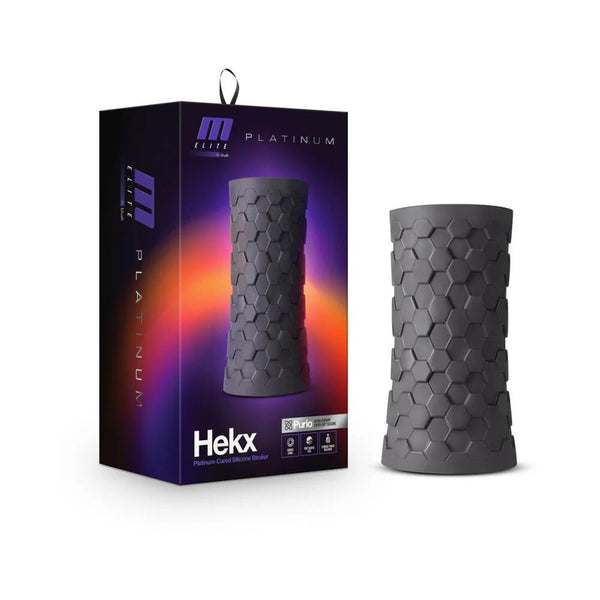 M Elite Platinum Hekx Silicone Stroker Black - TruLuv Novelties