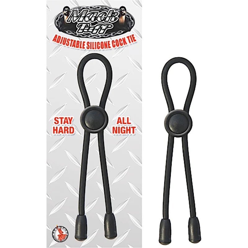 Mack Tuff Adjustable Silicone Cock Tie (Black) Lasso/Bolo - TruLuv Novelties