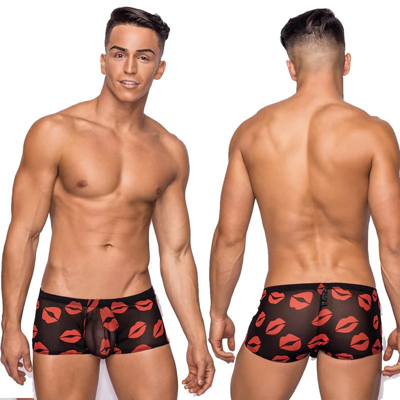 Male Power Kiss Me Mini Short Sheer Lips Large - TruLuv Novelties