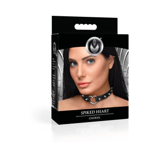 Master Series Spiked Heart Choker Black
