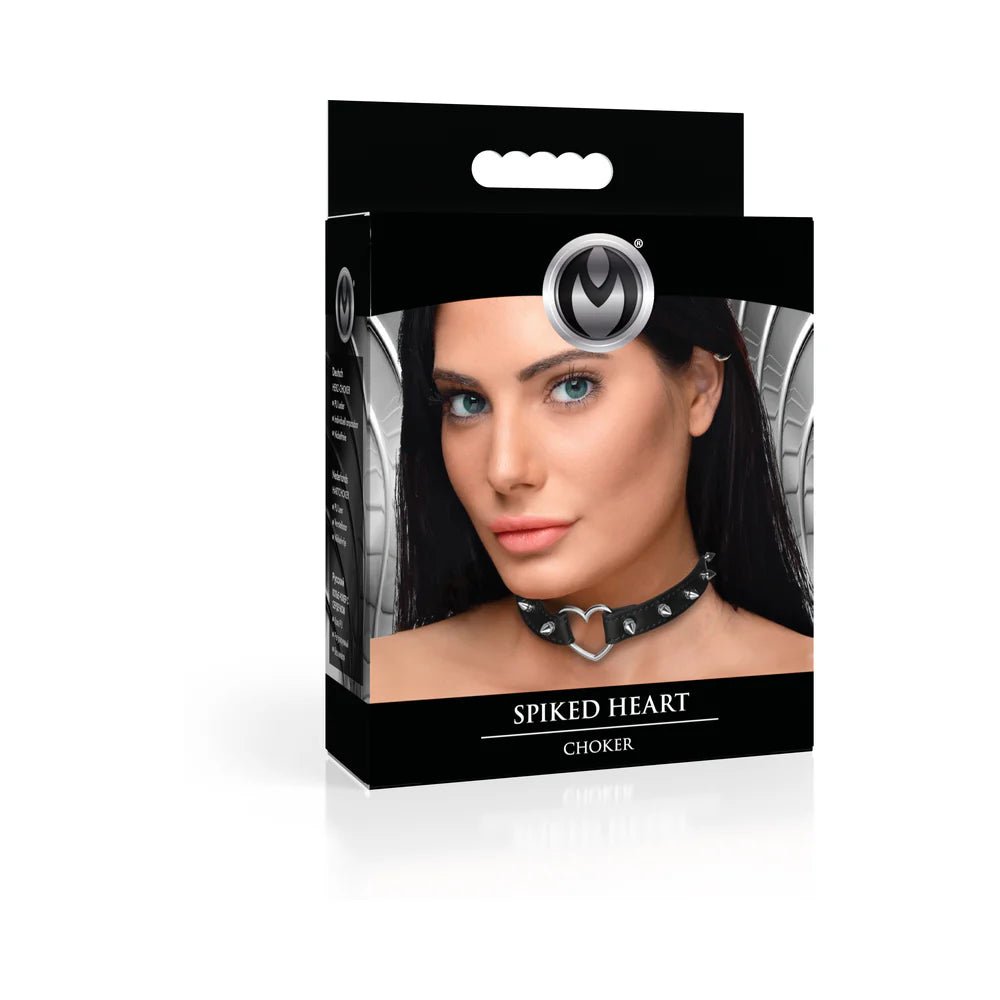 Master Series Spiked Heart Choker Black - TruLuv Novelties