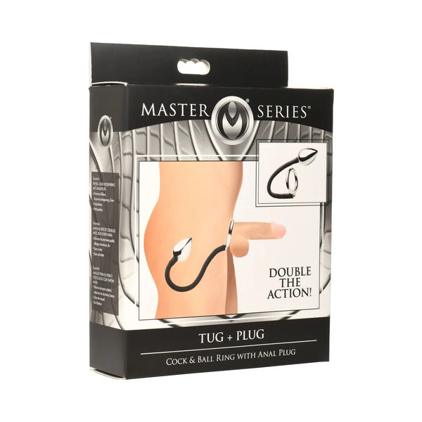 Master Series Tug + Plug Cock & Ball Ring with Anal Plug - TruLuv Novelties
