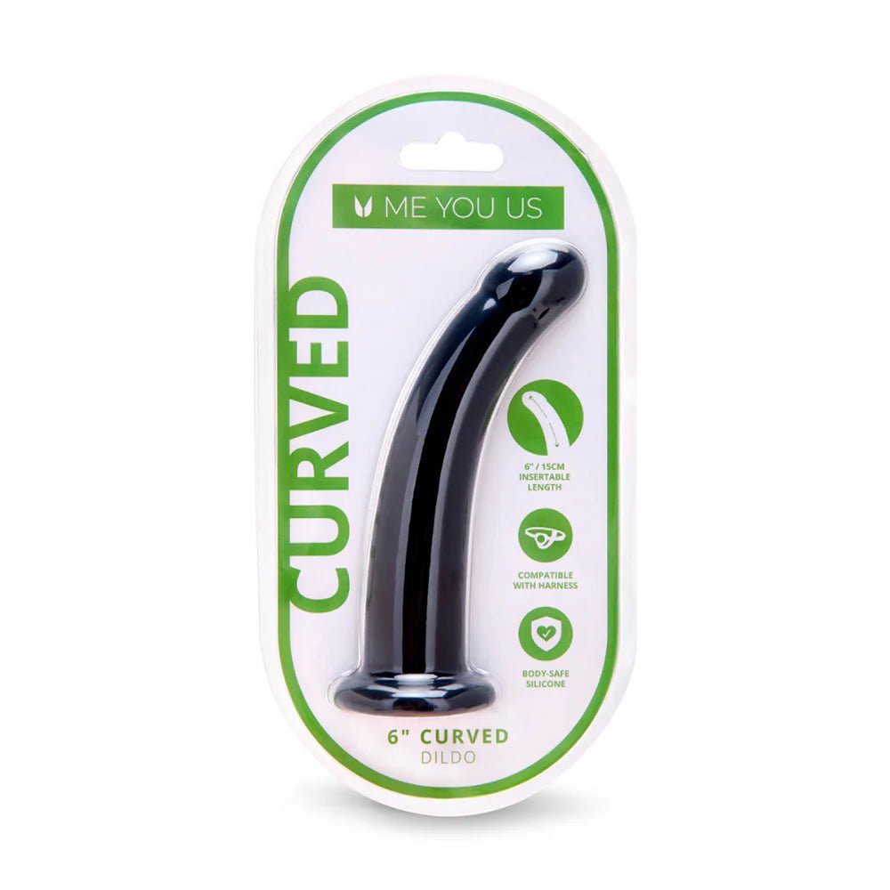 Me You Us 6 in. Curved Silicone Dildo Black - TruLuv Novelties