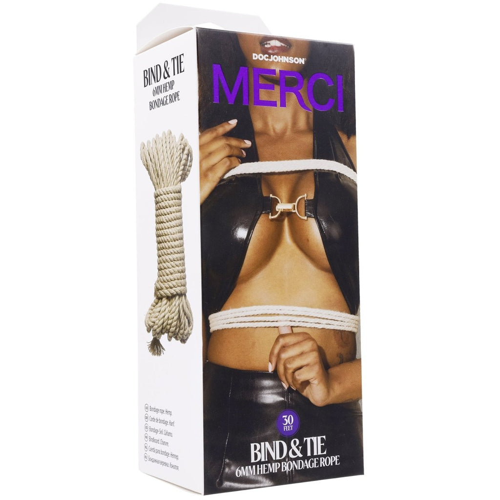 Merci - Bind and Tie - 6mm Hemp Bondage Rope - 30 Feet - Natural - TruLuv Novelties
