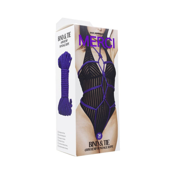 Merci Bind & Tie 6mm Hemp Bondage Rope 30 ft. Violet - TruLuv Novelties