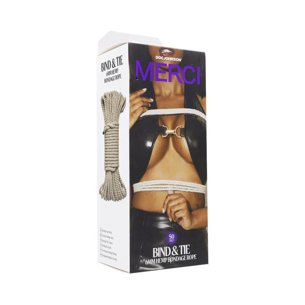 Merci Bind & Tie 6mm Hemp Bondage Rope 50 ft. Natural - TruLuv Novelties