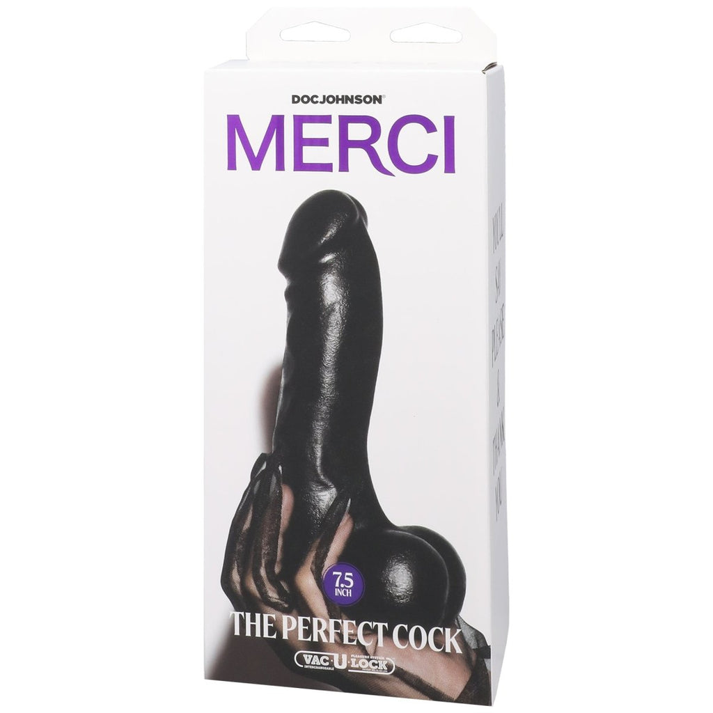 Merci - the Perfect Cock 7.5 Inch - With Removable Vac-U-Lock Suction Cup - Black - TruLuv Novelties