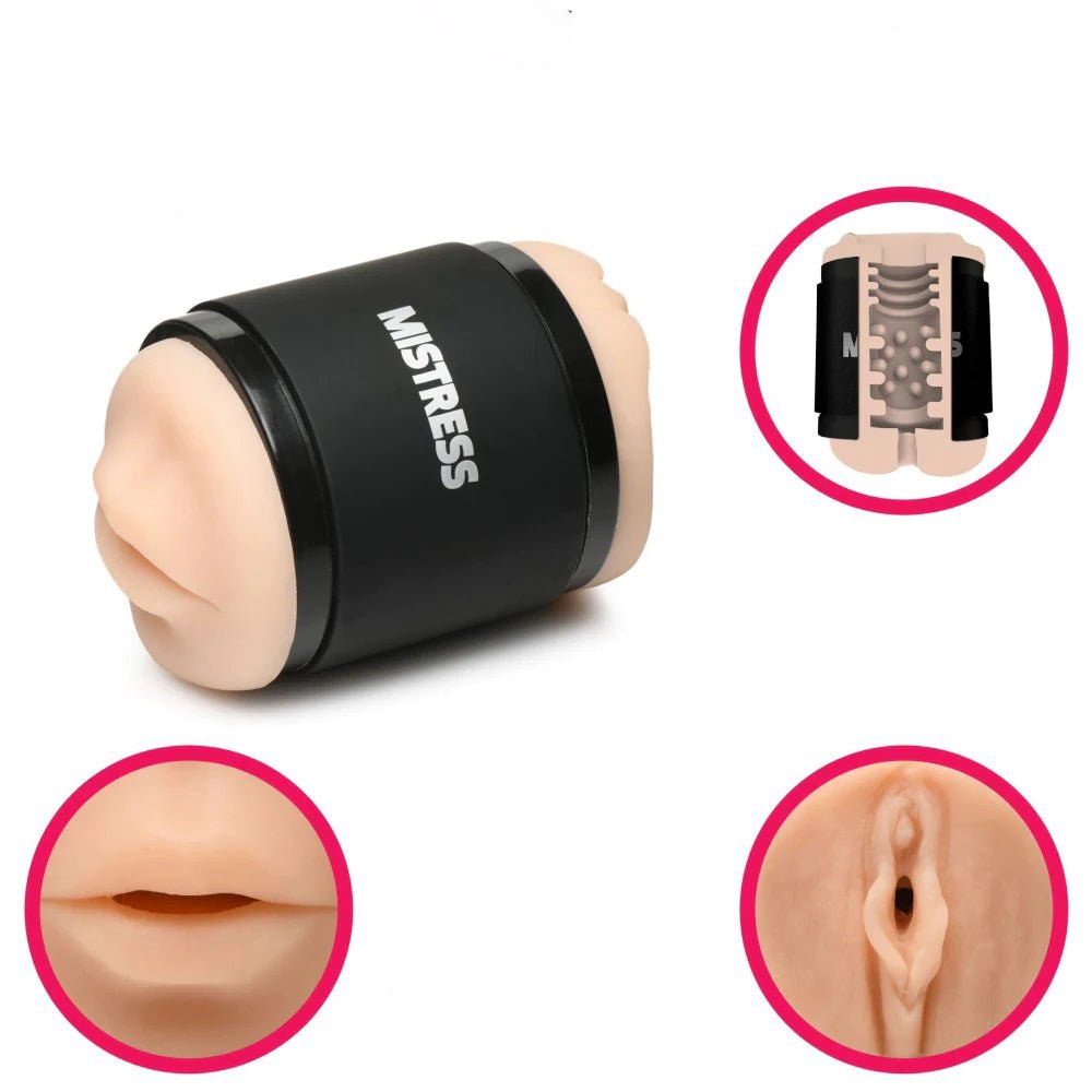 Mistress Double Shot Mouth and Pussy Stroker - Light - TruLuv Novelties