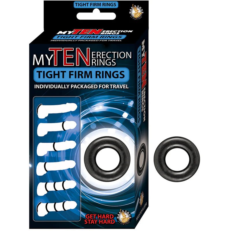 My Ten Erection Rings Tight Firm Rings Black - TruLuv Novelties