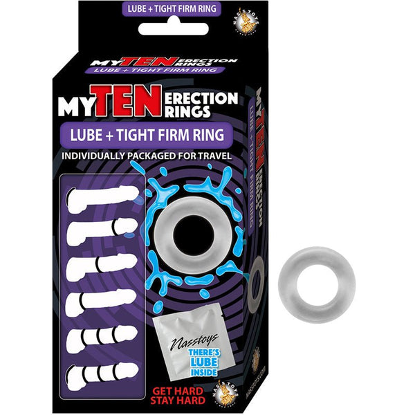 My Ten Erection Rings Tight Firm With Lube Clear - TruLuv Novelties
