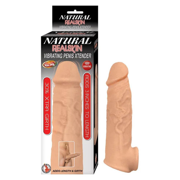 Natural Realskin Vibrating Penis Xtender - White - TruLuv Novelties