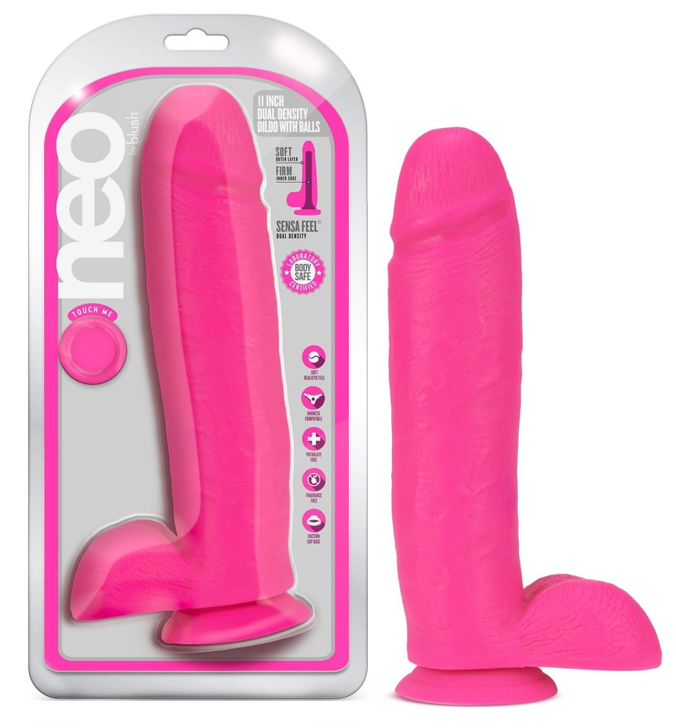 Neo - 11 Inch Dual Density Dildo - Neon - TruLuv Novelties