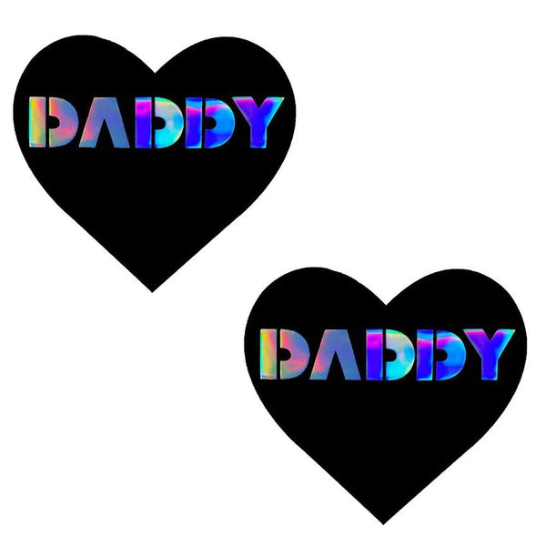 Neva Nude Pasty Daddy Heart Vinyl Black - TruLuv Novelties