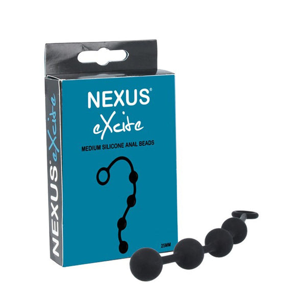 Nexus EXCITE Anal Beads Silicone Medium Black - TruLuv Novelties