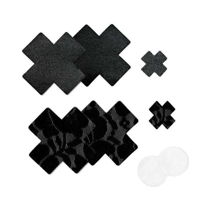 Nippies Basic Black Crosses Pasties Size B - TruLuv Novelties
