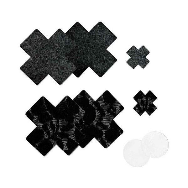 Nippies Basic Black Crosses Pasties Size C - TruLuv Novelties