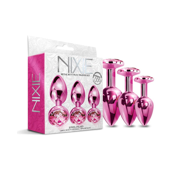 Nixie Metal Butt Plug Trainer Set 3 - Piece Pink Metallic - TruLuv Novelties