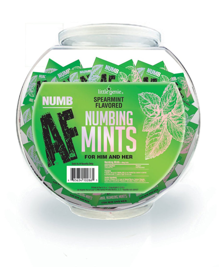 Numb Af - Spearmint Flavored Numbing Mints - Display - 100 Pcs - TruLuv Novelties