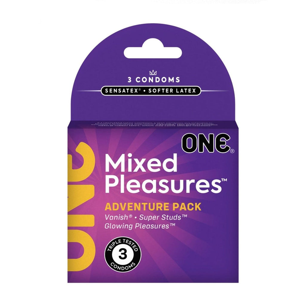 One Mixed Pleasures 3 Count Condoms - TruLuv Novelties