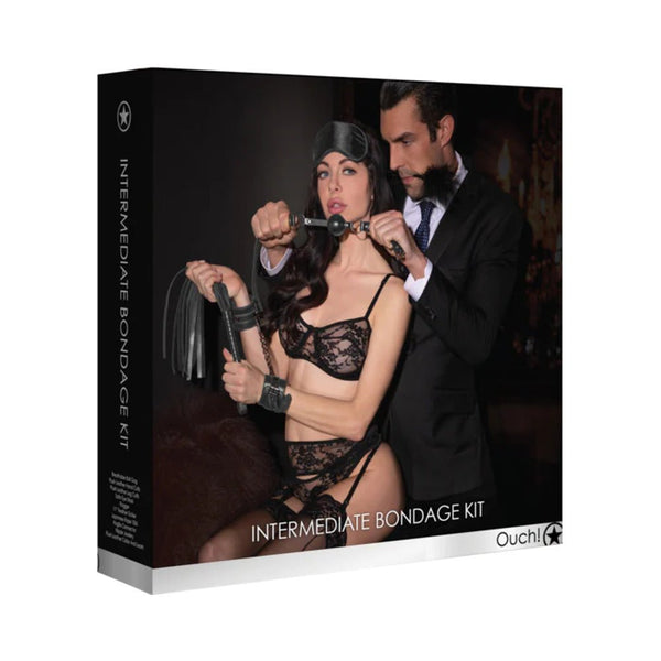 Ouch! 11-Piece Intermediate Bondage Kit Black - TruLuv Novelties