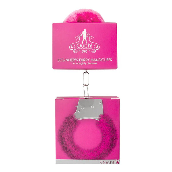Ouch! Beginner's Furry Handcuffs With Quick - Release Pink - TruLuv Novelties