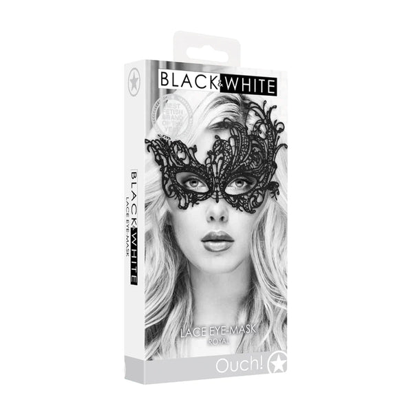 Ouch! Black & White Royal Lace Eye Mask Black - TruLuv Novelties